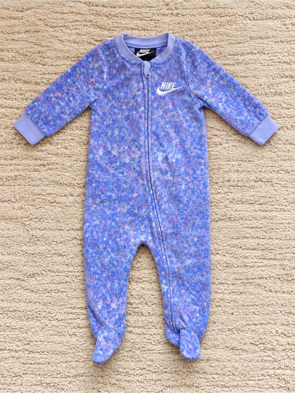 Nike Lavender & Pink Heathered Fleece Footed One-Piece for Kids